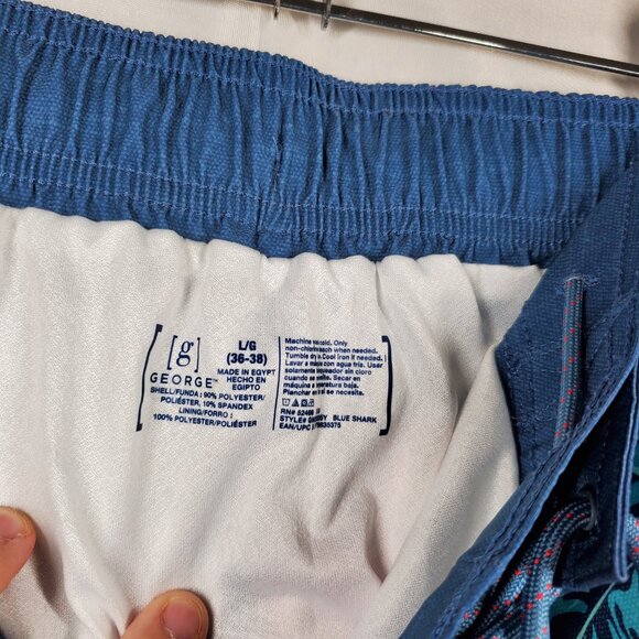 George Board Shorts Hawaiian Tropical Blue Pink Green 3 Pockets Men Sz M (36/38) - Picture 3 of 9
